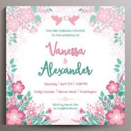 Wedding Invitation Floral square card 14 5 cm N5