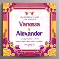Romantic Wedding Invitation Floral square card 14 5 cm N21