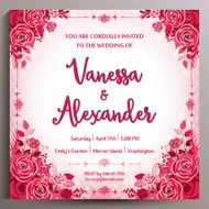 Romantic Wedding Invitation Floral square card 14 5 cm N23