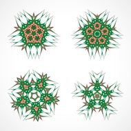 set of abstract color floral pattern icon for design