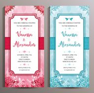 Wedding Invitation Two floral vertical cards size is 10x21 cm