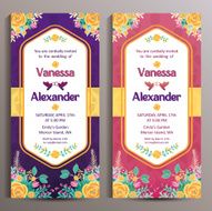 Wedding Invitation Two floral vertical cards size is 10x21 cm N4