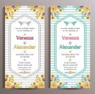 Wedding Invitation Two floral vertical cards size is 10x21 cm N5