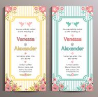 Wedding Invitation Two floral vertical cards size is 10x21 cm N6