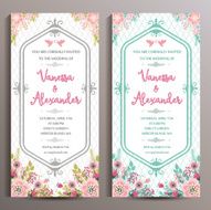 Wedding Invitation Two floral vertical cards size is 10x21 cm N7
