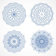 set of abstract blue floral pattern icon for design