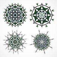 set of abstract green floral pattern icon