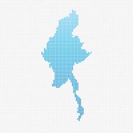 Myanmar Map Blue Dot Pattern
