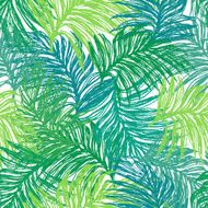 Ink hand drawn jungle leaves seamless pattern N2
