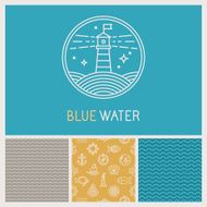 Vector lighthouse badge and logo in trendy linear style