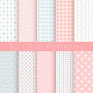 Chic different vector seamless patterns Pink white and blue