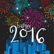 christmas new year&#039;s greeting card fireworks cityscape 2016 celebration winter