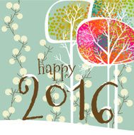 Christmas card happy new year 2016 greeting tree snow winter