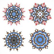 set of abstract color floral pattern icon N3