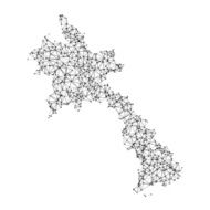 Laos Map Network Black And White