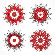 set of abstract color floral pattern icon N4