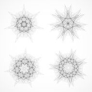 set of abstract gray floral pattern icon