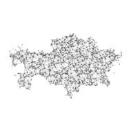 Kazakhstan Map Network Black And White