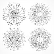 set of abstract gray floral pattern icon N2
