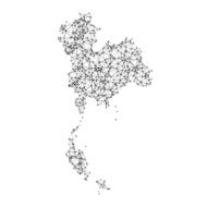 Thailand Map Network Black And White