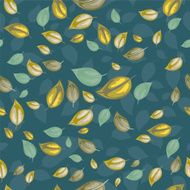 Scattered Leaves Seamless pattern In Green and Yellow