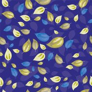 Scattered Leaves Seamless pattern In Blue and Yellow