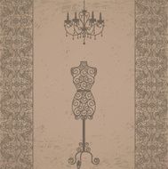 mannequin and chandelier with lace border N2