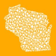 Wisconsin State on Vector Lightbulb Pattern Background
