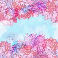 Hand drawn seamless pink and blue invitation card