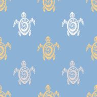 Sea Turtles Seamless Vector Pattern N3