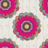 Vector seamless hand-drawn pattern with flowers and leaves N12