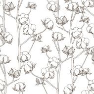 Seamless pattern with cotton branches Vector vintage background