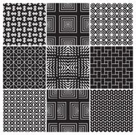 seamless monochrome patterns set (vector)