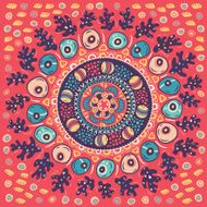 Hand drawn nature seamless pattern in sunny colors Mandala