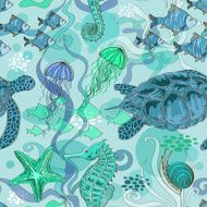 Seamless pattern of sea animals N2