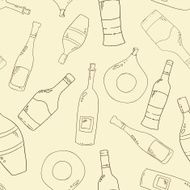 Wine and cocktail seamless background