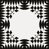 Paper with black and white circular geometric pattern border