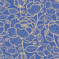 Subtle rose garden kimono oriental flowers seamless pattern