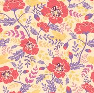 Poppies textured seamless pattern
