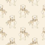 Watercolor polar bear seamless pattern