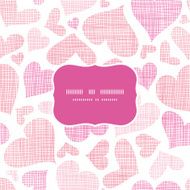 Pink textile hearts horizontal frame seamless pattern background