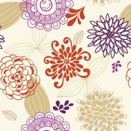 Vector Seamless Pattern of Flowers and Leaves