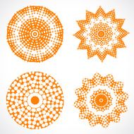 set of abstract orange dot pattern background
