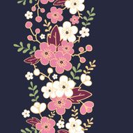 Night sakura garden vertical seamless pattern