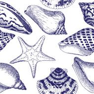 Seamless Pattern Shells and Starfish