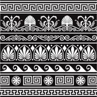 Set of antique greek borders on black