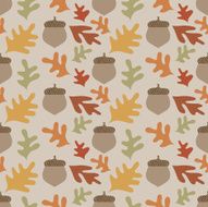 Autumn Acorns and Oak Leaves Seamless Pattern
