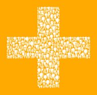 Plus Sign on Vector Lightbulb Pattern Background