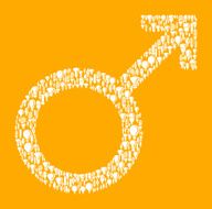 Mars Gender Symbol on Vector Lightbulb Pattern Background