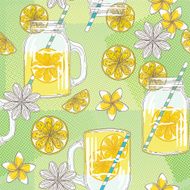Cute Hand Drawn Lemonade Mason Jars And Summer Flowers